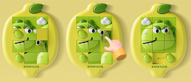 LY 3D Dinosaur Klotski Balancing Maze 2 in 1 Puzzle